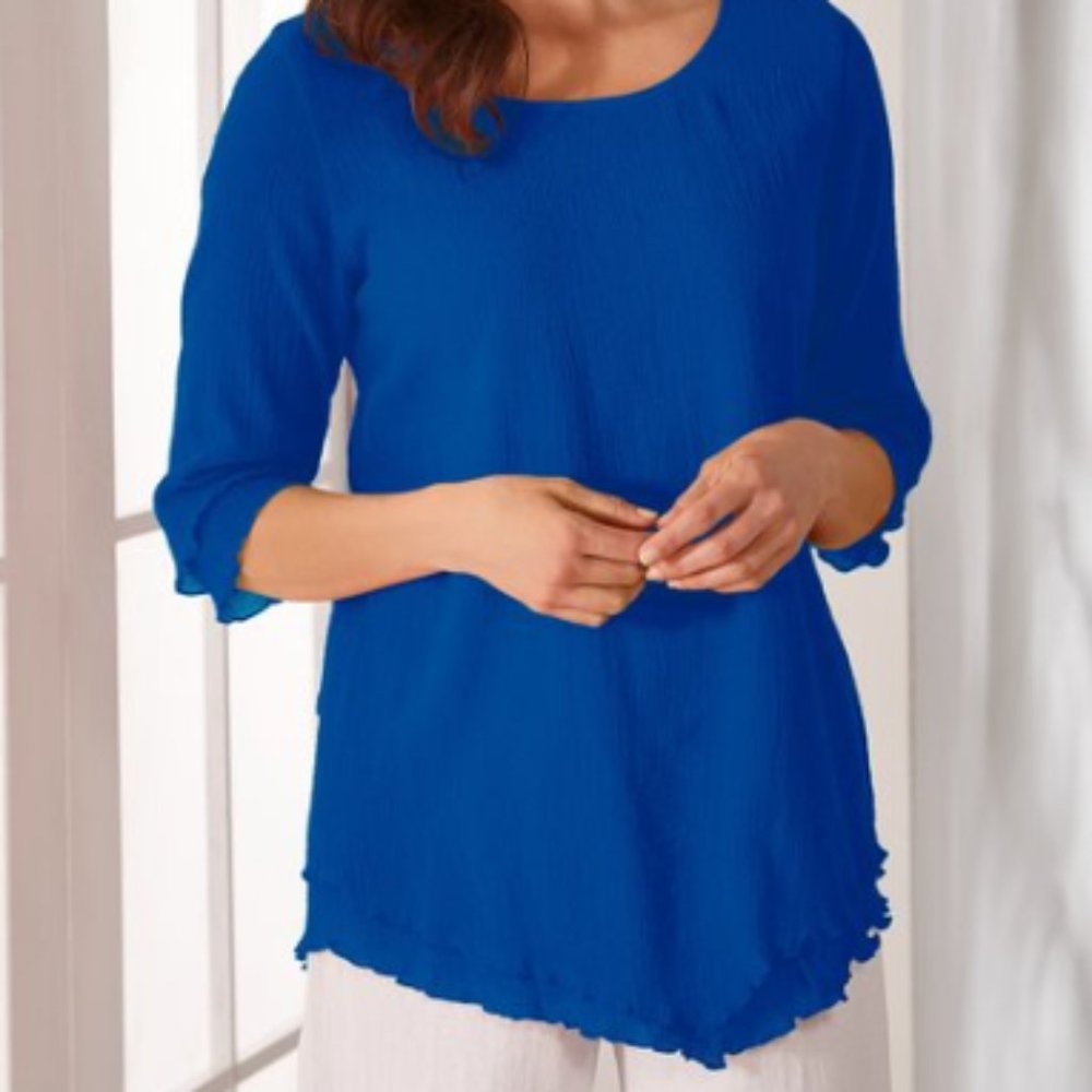 Soft Surroundings Siesta Key Gauze Top Small